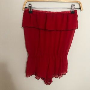Handmade Red Silk Romper Strapless lingerie